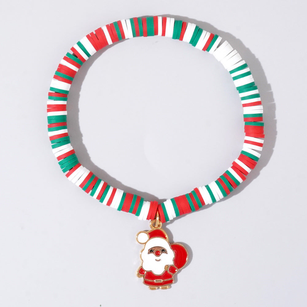 Sweet Handmade Resin Letter Geometric Beaded Bracelet Set Christmas Gift