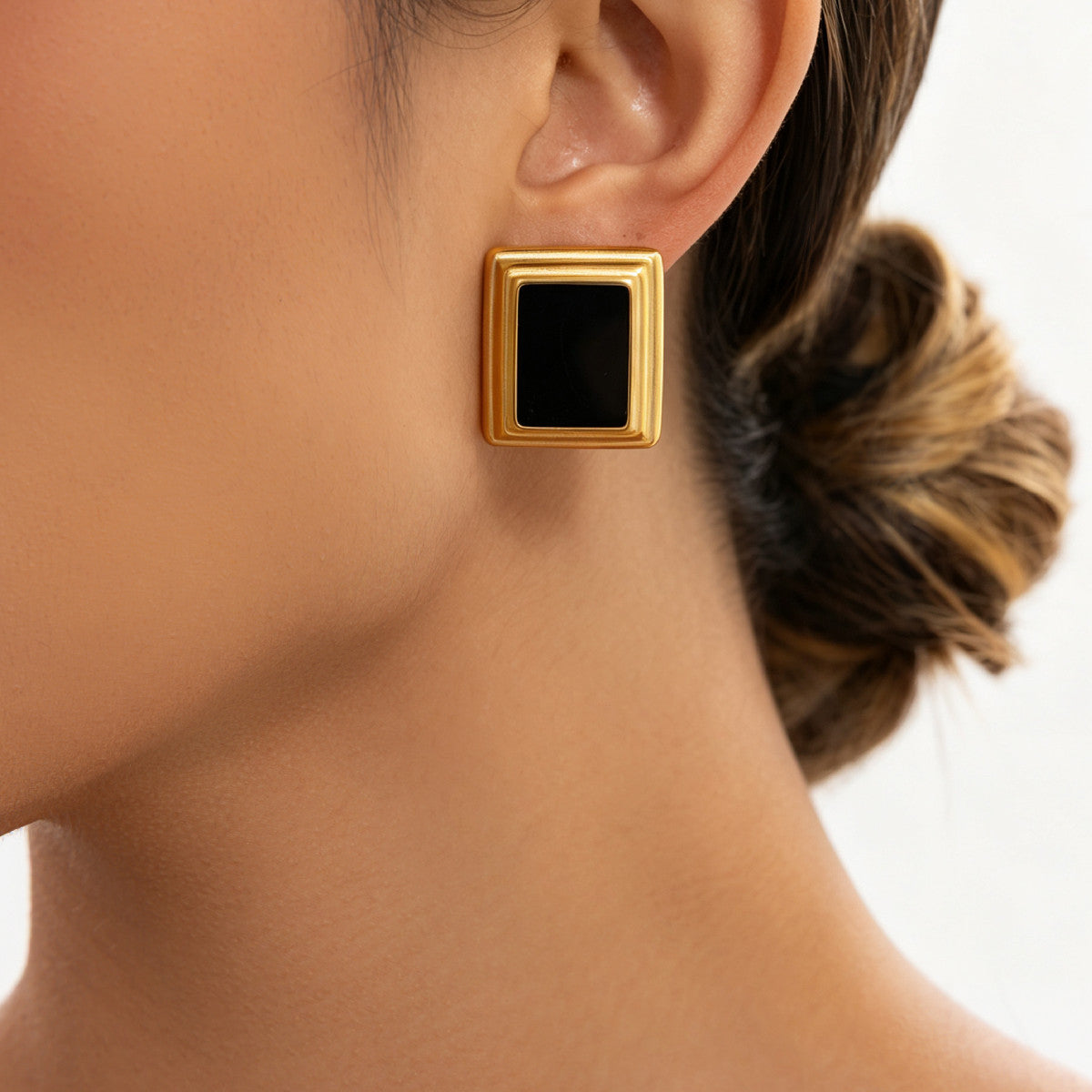 Vintage Geometric Square Stainless Steel Earrings PVD Plated