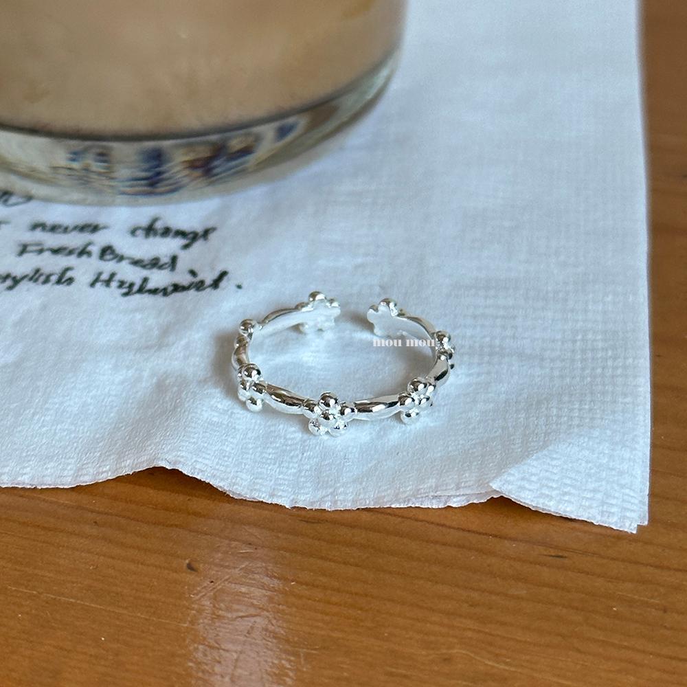 Anillo Abierto Minimalista Dulce de Plata Esterlina 925 Floral Geométrico para Mujer