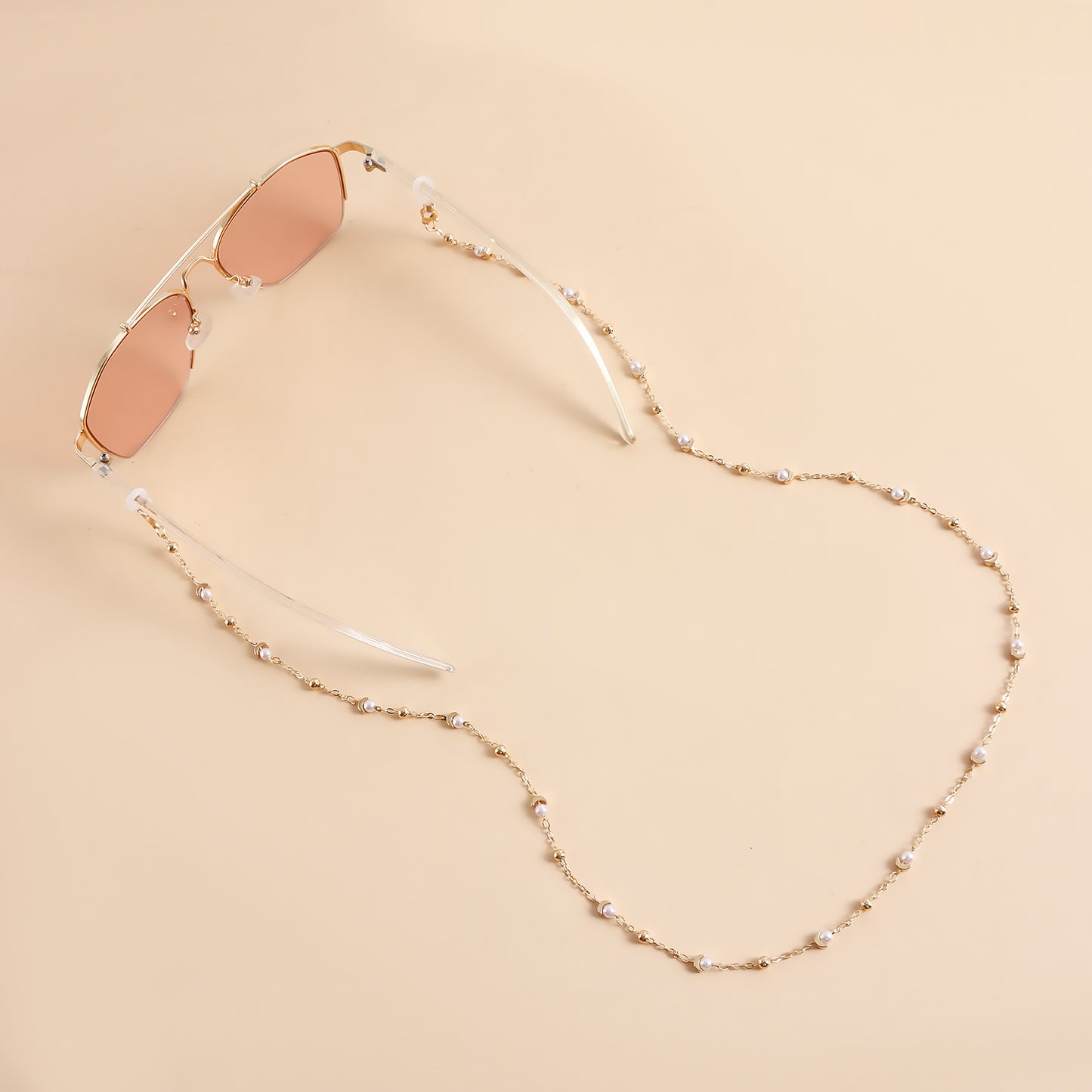 Luxury Minimalist Moon Alloy Chain with Imitation Pearl