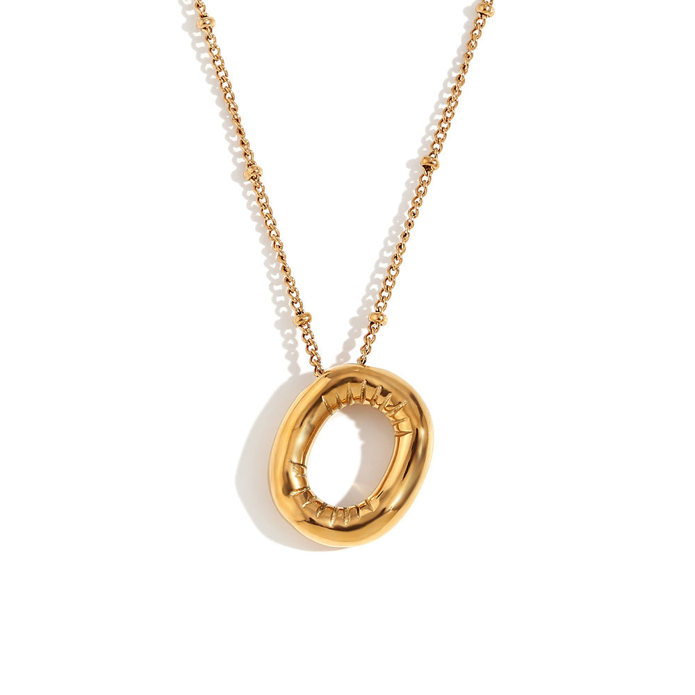 Fashionable Letter-Shaped Stainless Steel Pendant Necklace with 18K Gold Plating for Women