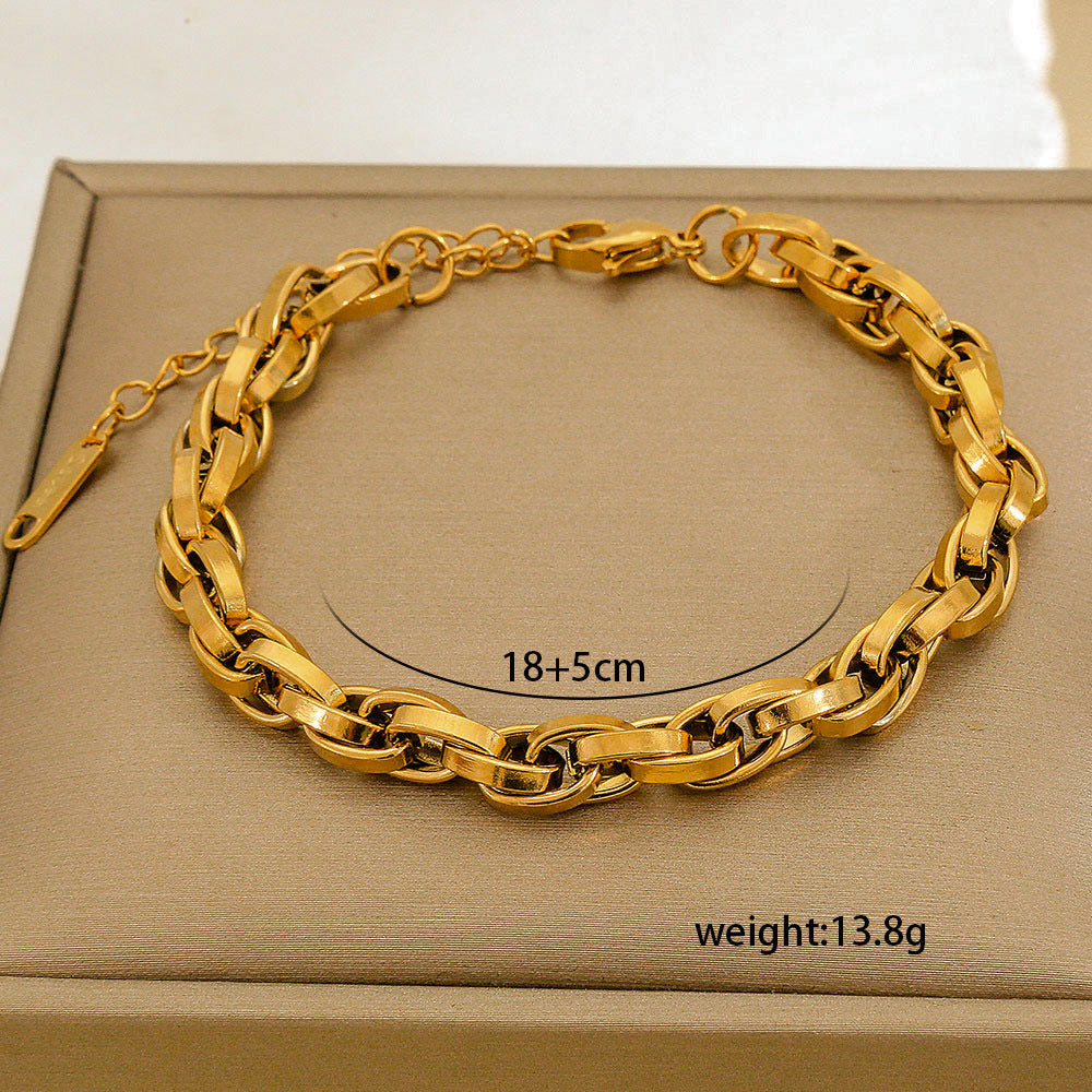 Set di bracciali multistrato minimalisti in acciaio inossidabile con placcatura sottovuoto, da indossare tutti i giorni