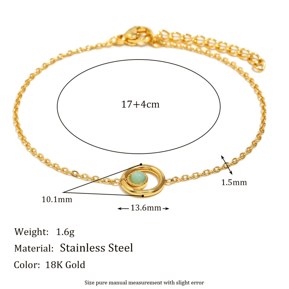 Minimalist Geometric Stainless Steel 18K Gold Plated Natural Stone Bracelet for Women
