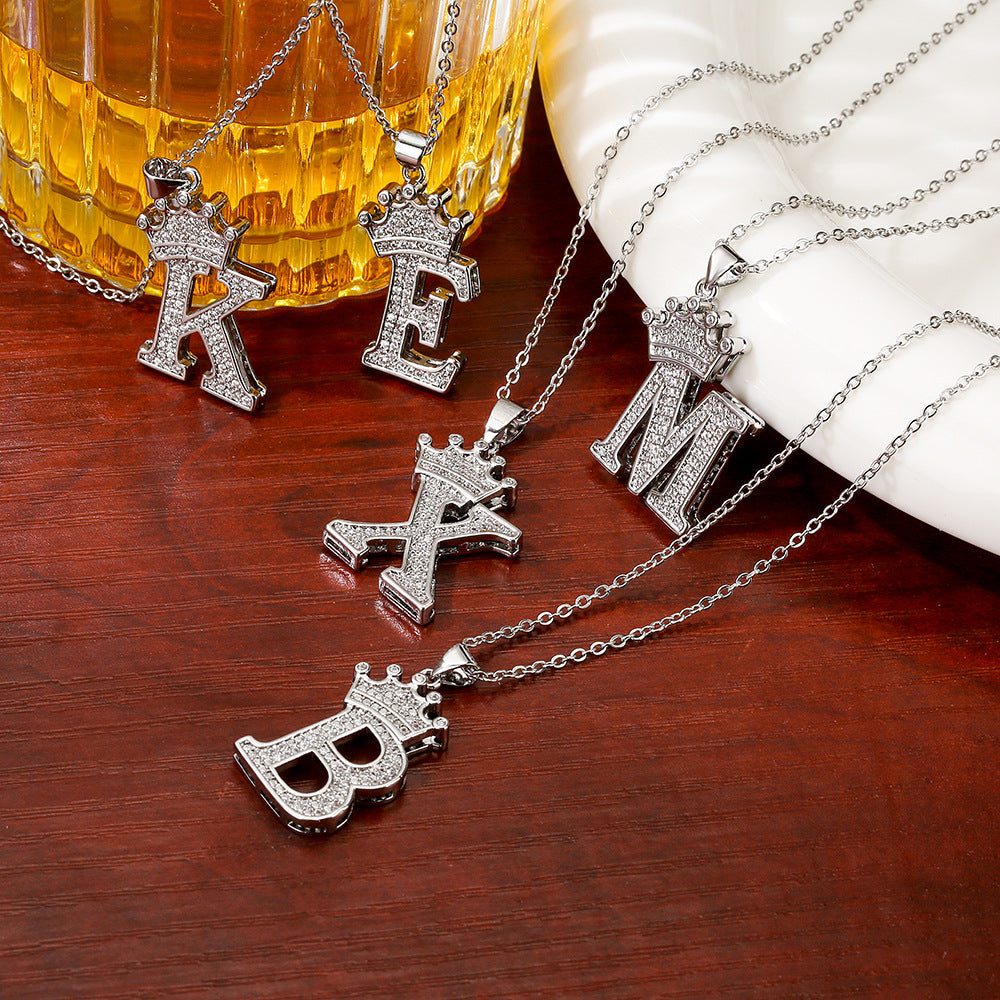Minimalist Geometric Letter Pendant Necklace for Women in Copper with Silver Plating