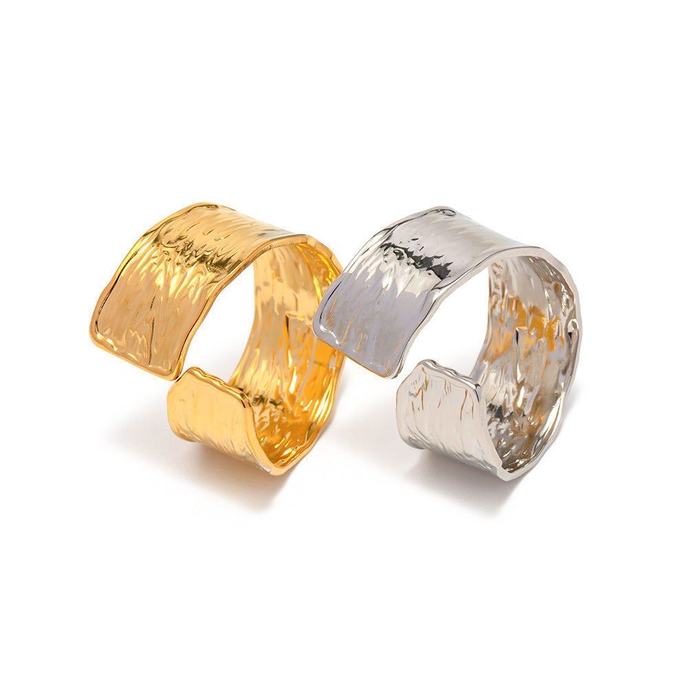 Anello Regolabile in Acciaio Inossidabile con Placcatura in Oro 18K, Forma Geometrica, Gioielli alla Moda per Donne