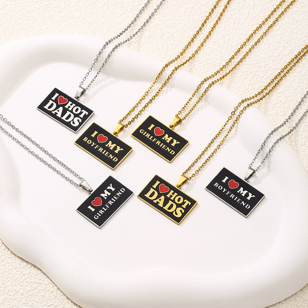Elegant Geometric Stainless Steel Letter Pendant Necklace with Plated Finish for Men and Women