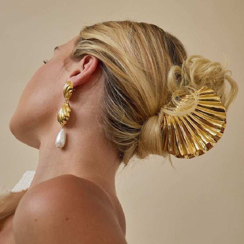 Fermaglio per Capelli a Morsa in Metallo da Donna Stile Punk Casual con Motivo a Guscio Placcato