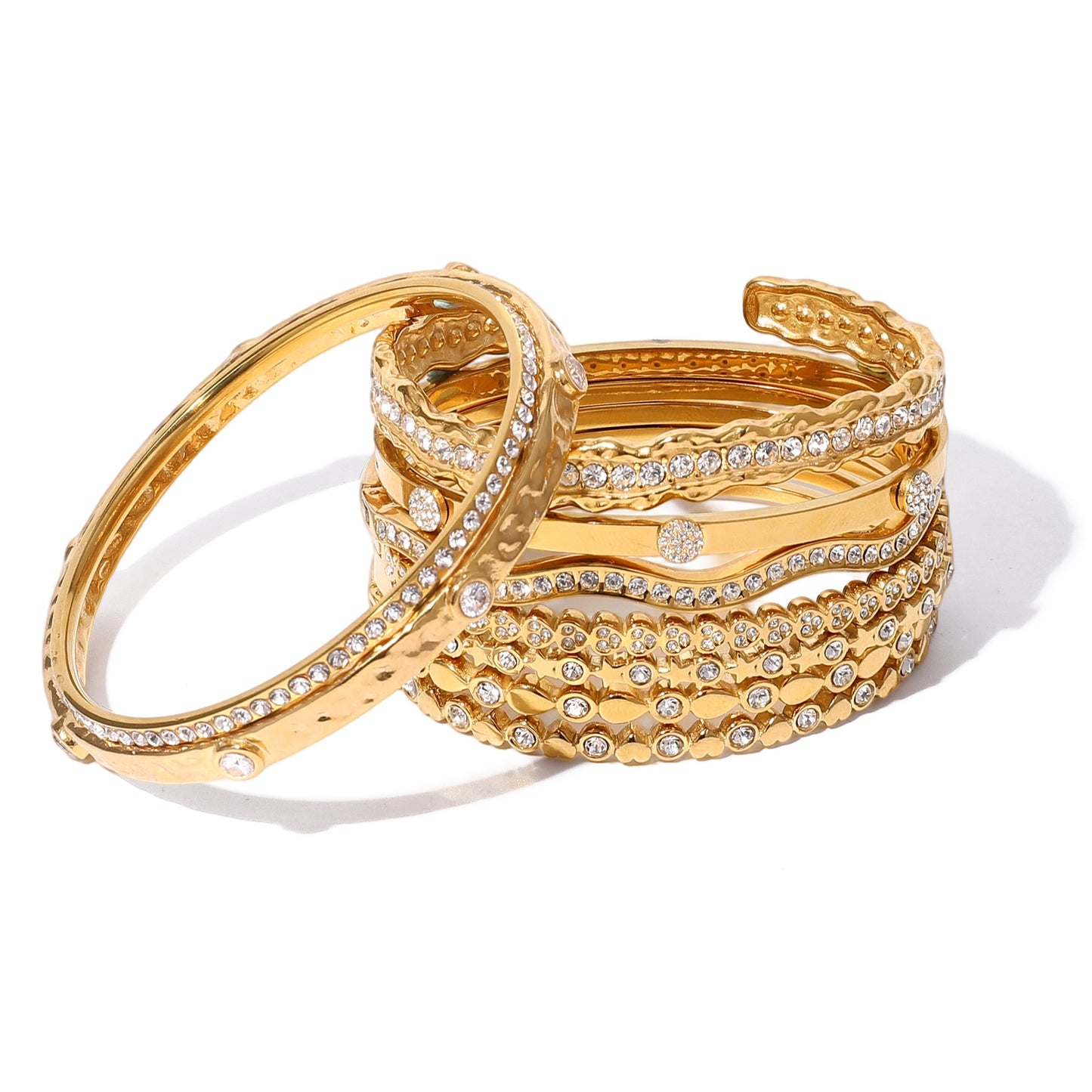 Bracciale di lusso in acciaio inossidabile con strass intarsiati a forma di cuore, braccialetto placcato ipoallergenico da donna