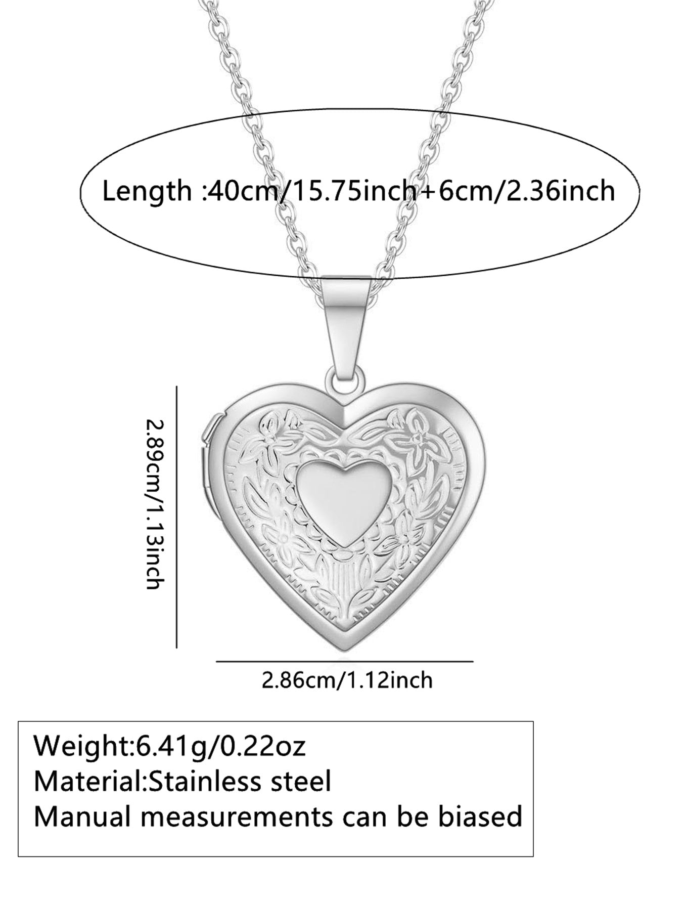 Elegante collana a medaglione a cuore placcata in acciaio inossidabile per donna