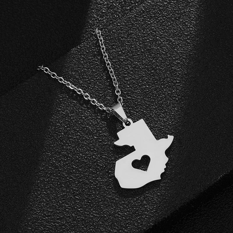 Collana con ciondolo a forma di mappa geometrica del Guatemala in acciaio inossidabile con smalto, unisex
