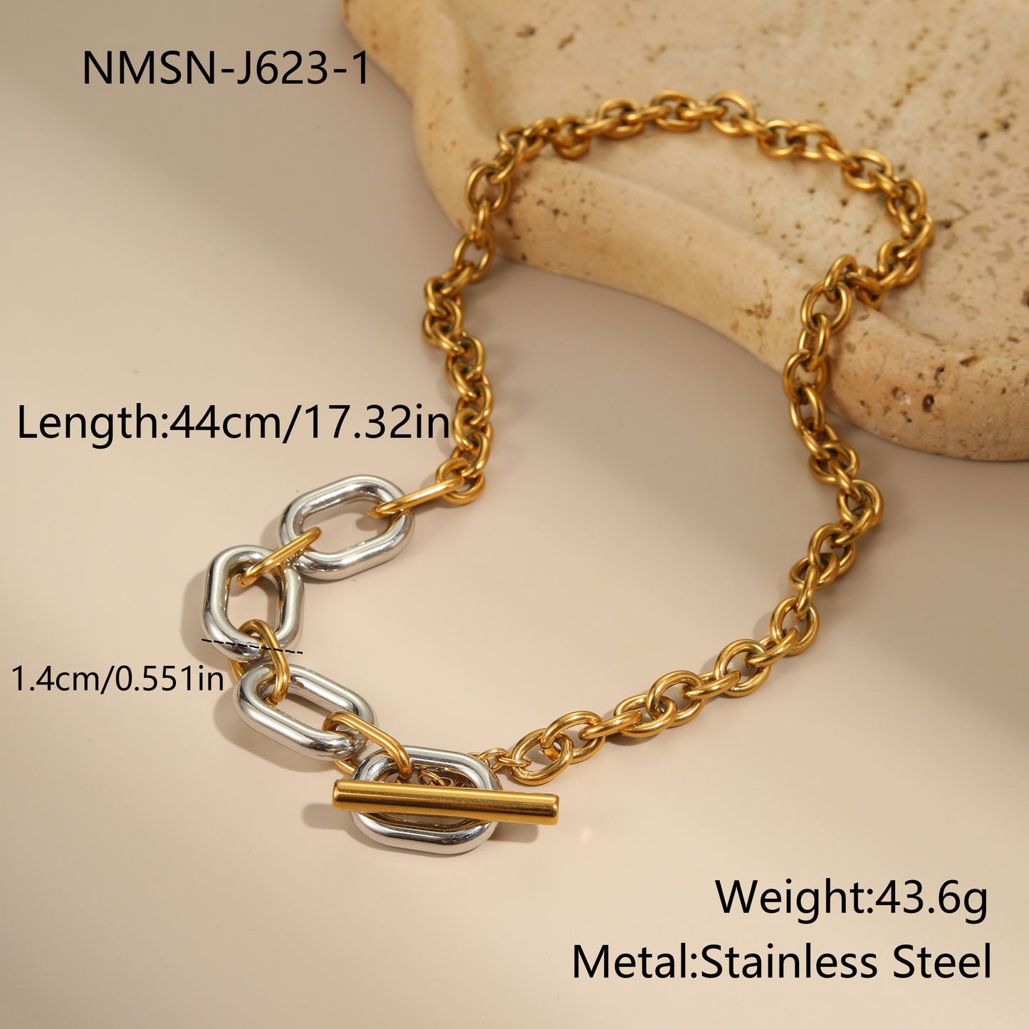 Collana con clavicola geometrica minimalista in acciaio inossidabile placcato oro e argento