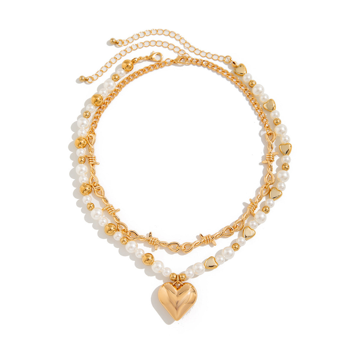 Collar con colgante de perla de imitación con forma de corazón minimalista para mujer con cadena a la altura de la clavícula