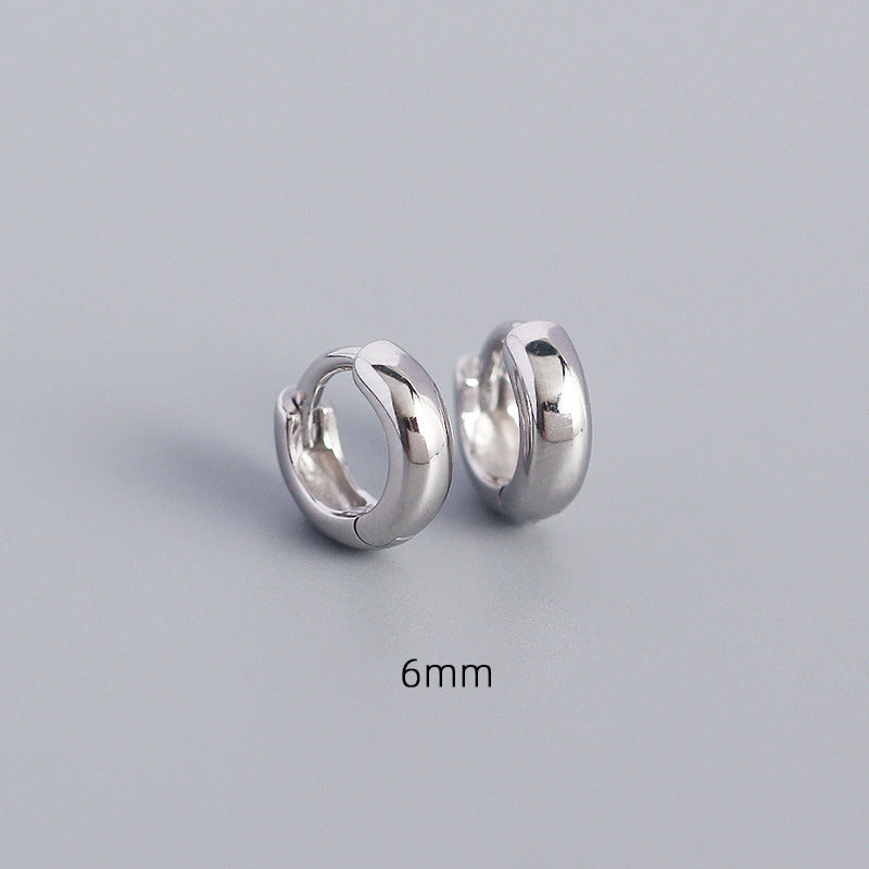 Minimalist Geometric Shiny Silver Hoop Earrings in 925 Sterling Silver with Plated Finish