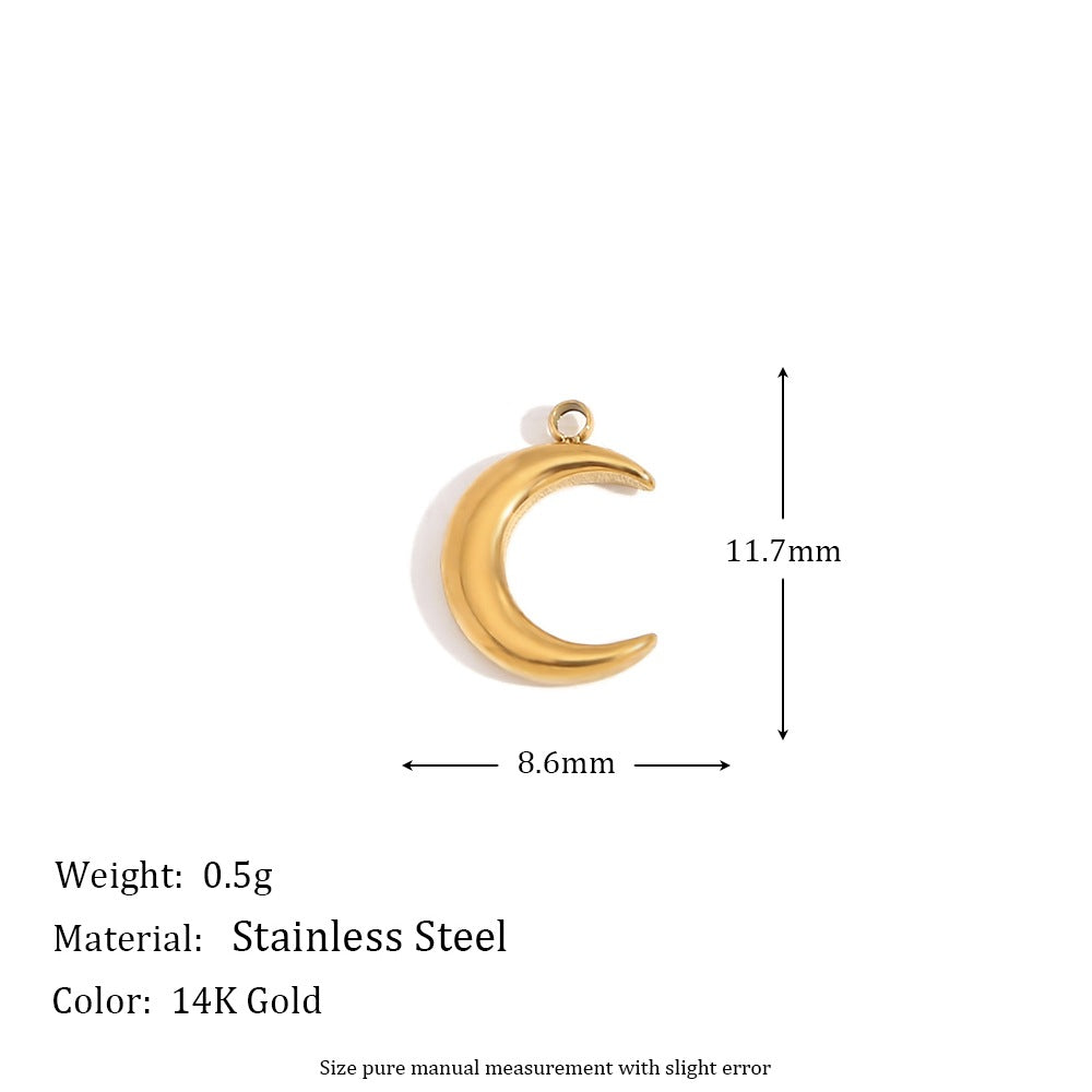 Minimalist Geometric Pendant with 14K Gold Plated Stainless Steel Round Heart Shape and Greek Key Pattern for DIY Jewelry Making