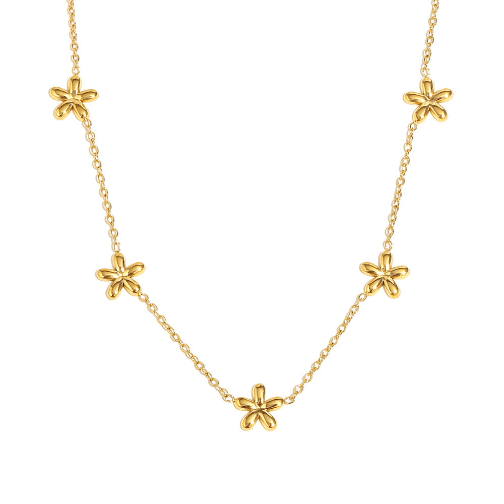 Minimalist Geometric Stainless Steel Plated 18K Gold Fine Chain Tassel Pendant Necklace for Women