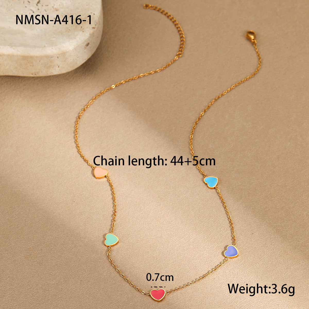 Fashionable Heart-Shaped Stainless Steel Necklace with 18K Gold Plating for Women, Minimalist Geometric Pendant on Standard Chain