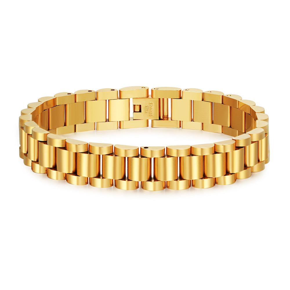 Punk Minimalist Round Geometric Titanium Steel Plated Bracelet for Unisex