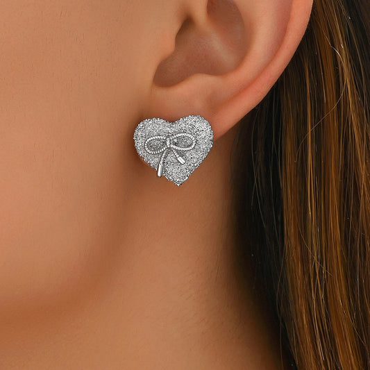 Pendientes de Cobre Minimalistas con Baño, en Forma de Lazo y Corazón, para Mujer