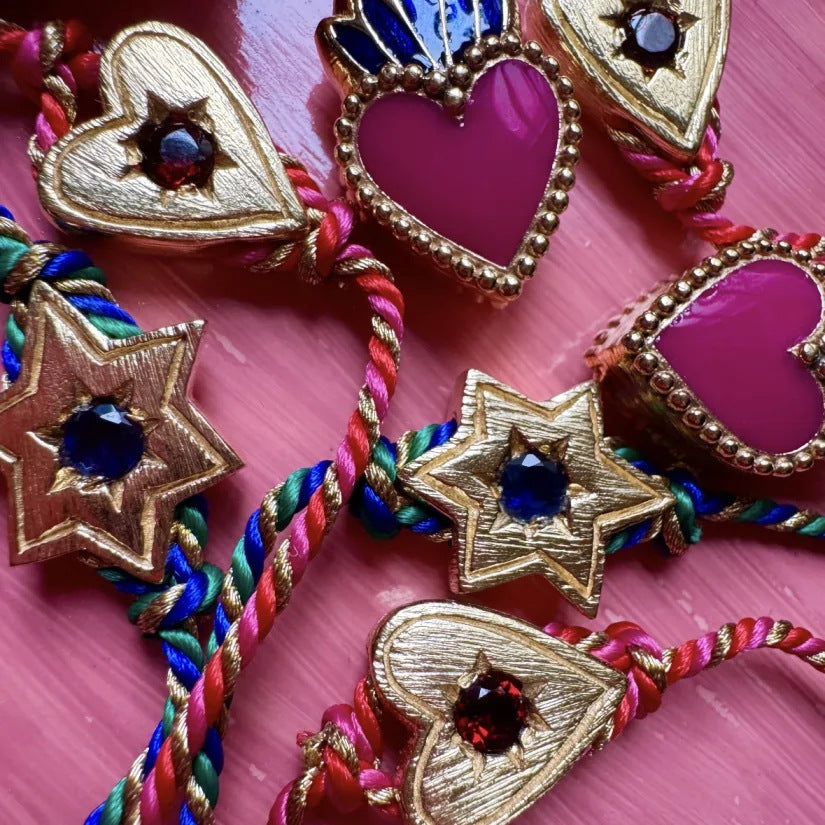 Bracciale con ciondolo Tarocchi Vintage da donna con strass e dettagli smaltati su pendente geometrico, bracciale con cordino regolabile