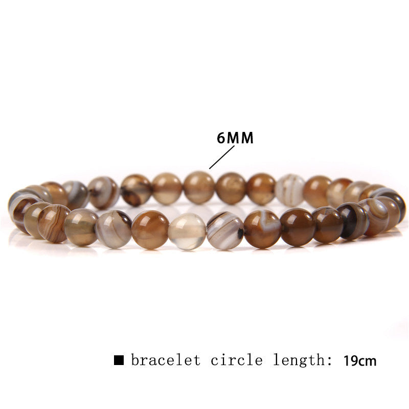 Elegant Casual Geometric Natural Agate Beaded Bracelet Unisex 6mm
