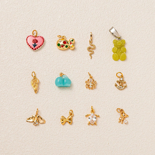 Minimalist Elegant Plated Brass Heart Butterfly Animal Floral Charm Bar for Cable Chain Necklace DIY Accessories