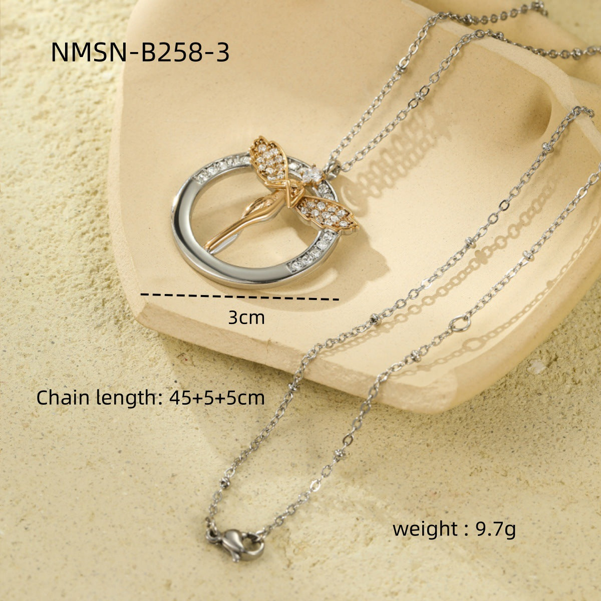 Elegant Angel-Shaped Stainless Steel Pendant Necklace with Zircon Inlay for Women, Plated Luxury Clavicle Chain