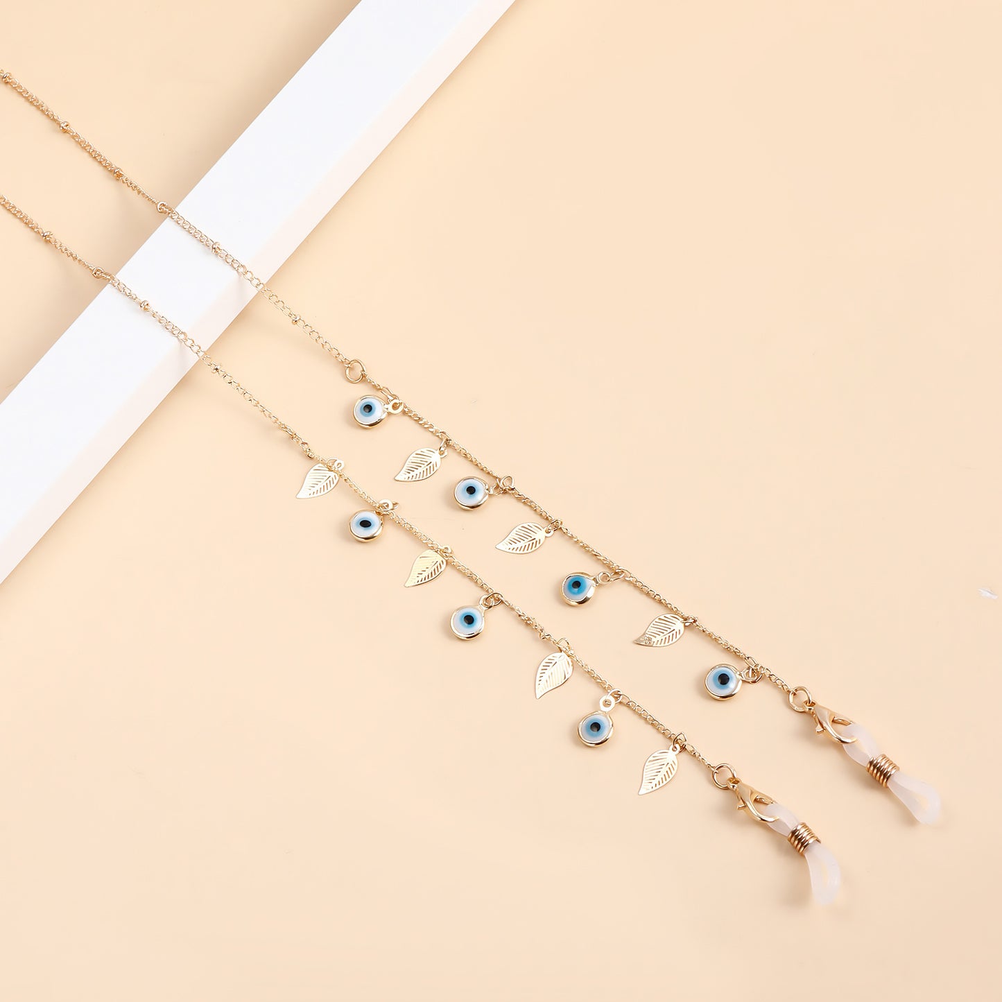 Minimalist Leaf Evil Eye Metal Face Chain for Women
