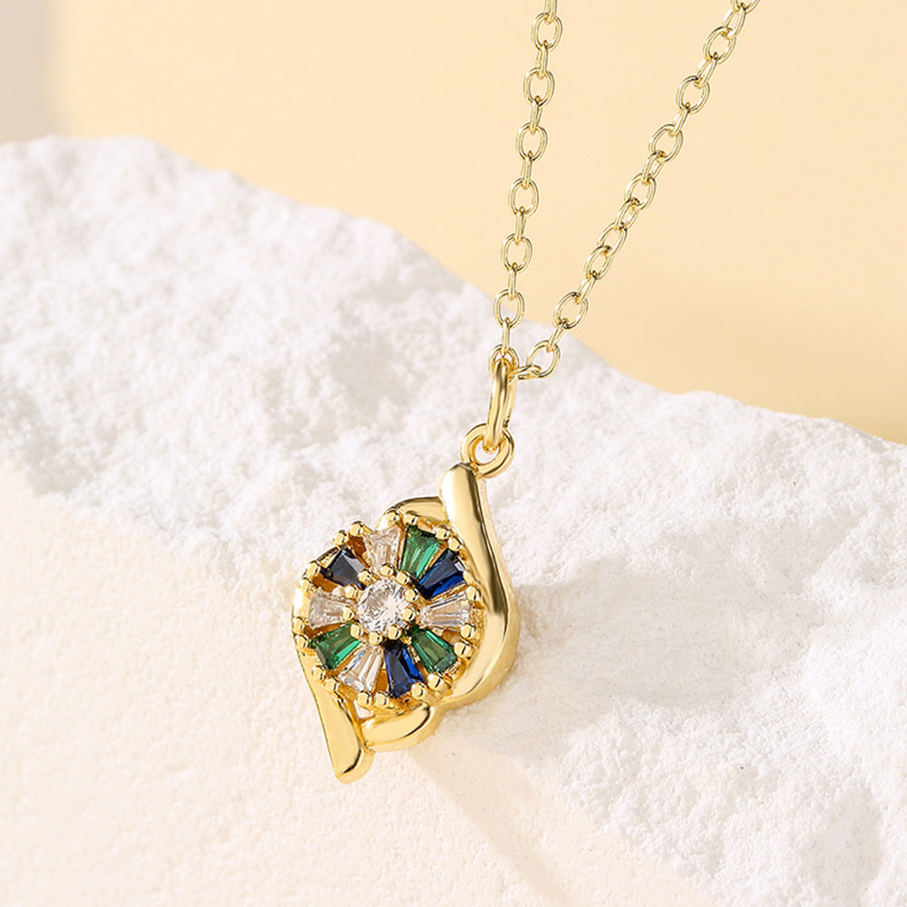 Minimalist Geometric Heart Pendant Necklace for Women with Copper Base Plated in 18K Gold and Micro-Paved Zirconia