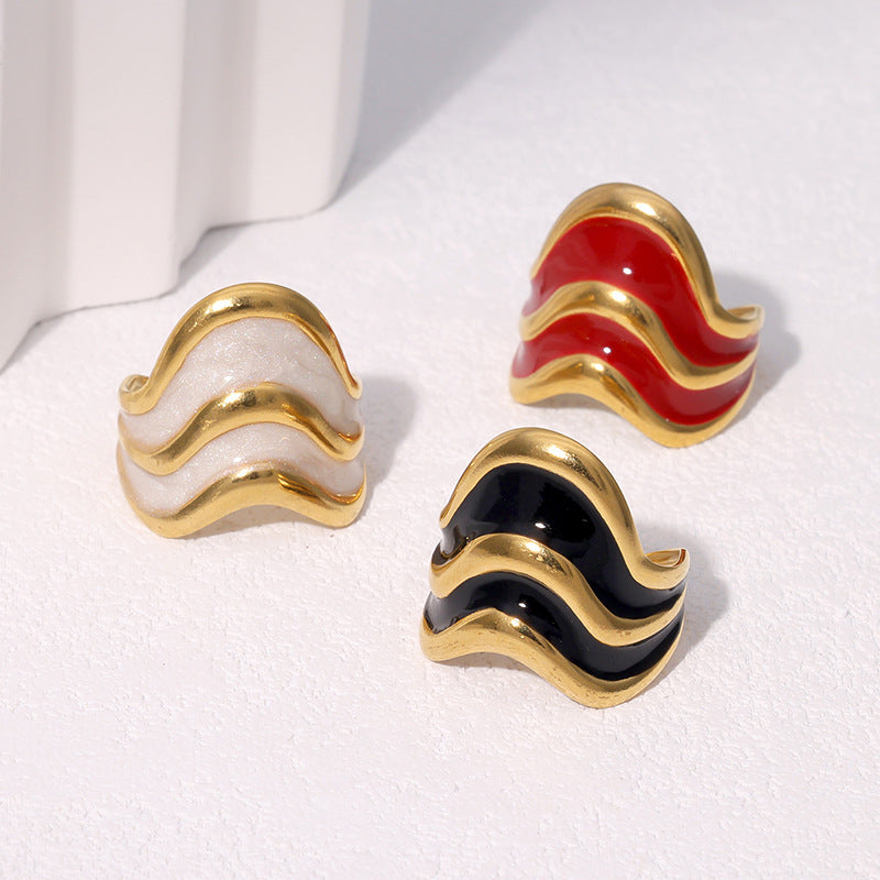 Minimalist French Luxury Adjustable Open Ring in Stainless Steel with 18K Gold Plating for Women