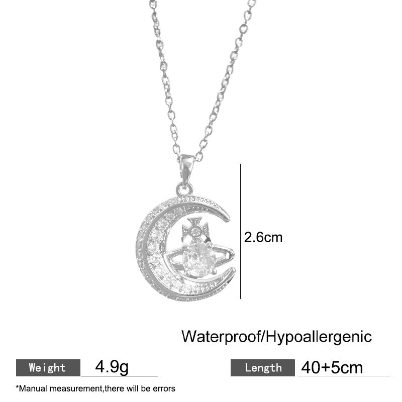 Sweet Butterfly Micro-Set Cubic Zirconia Brass Pendant Gold Plated Titanium Steel Necklace Cable Chain