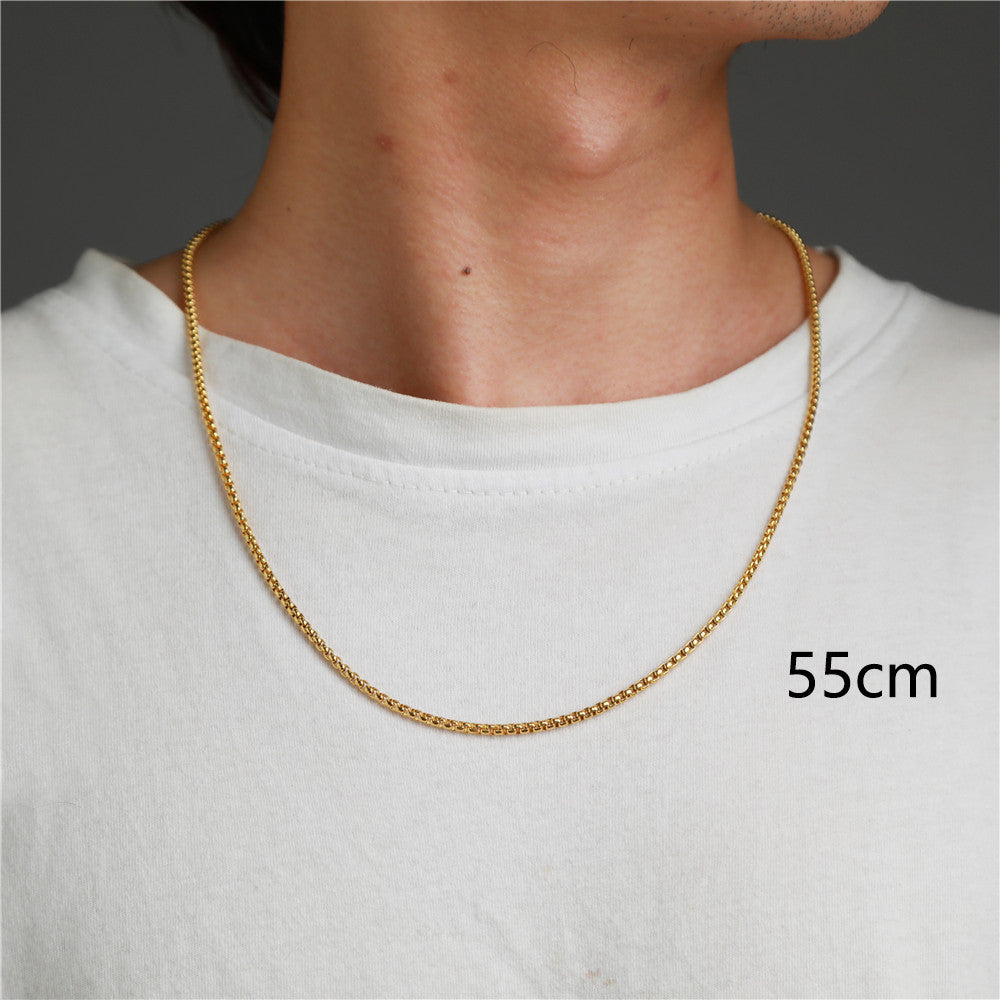 Geometric Stainless Steel Plated Necklace with Alloy Pendant for Men and Women