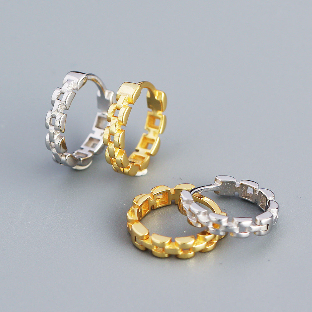 Orecchini a perno da donna in argento Sterling S925 geometrici minimalisti con finitura placcata