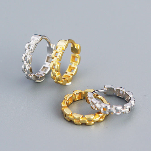 Orecchini a perno da donna in argento Sterling S925 geometrici minimalisti con finitura placcata