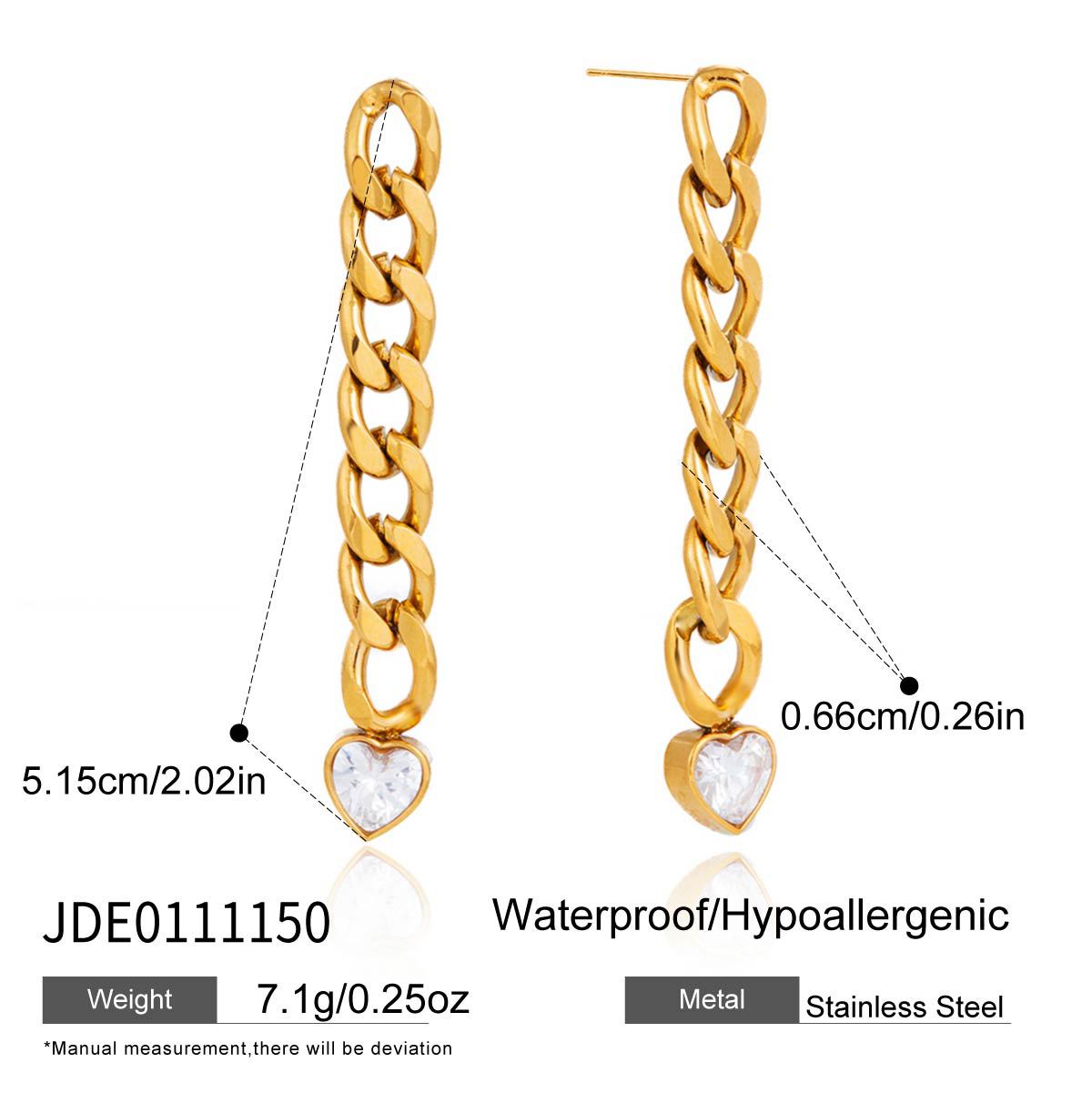 Elegant Heart Geometric PVD Stainless Steel Drop Earrings for Women