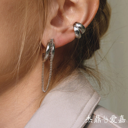 Elegant Geometric Stainless Steel Plated Tassel Earrings for Women