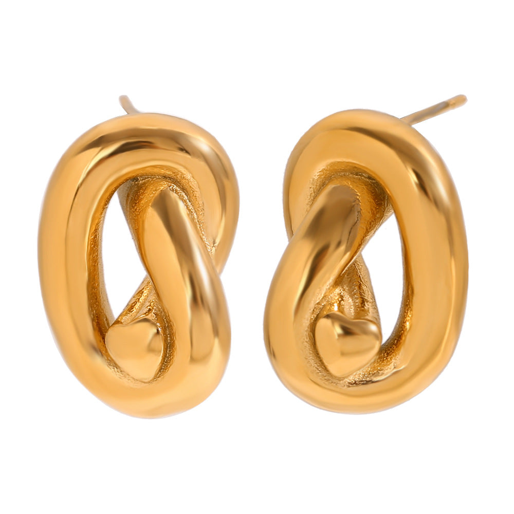Orecchini a perno geometrici minimalisti in acciaio inossidabile placcati oro 18 carati da donna