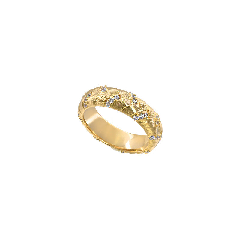Anello regolabile da donna in zirconi quadrati con geometria in stile vintage, in rame con estetica retrò artistica