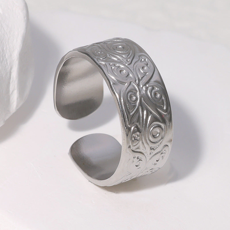 Punk Style Evil Eye Stainless Steel Adjustable Ring with Plating Finish for Men and Women