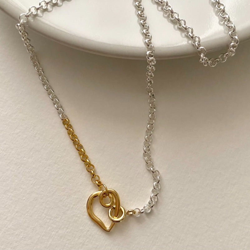 Minimalist Heart-Shaped 925 Sterling Silver Necklace for Women with Clean Sweet Aesthetic