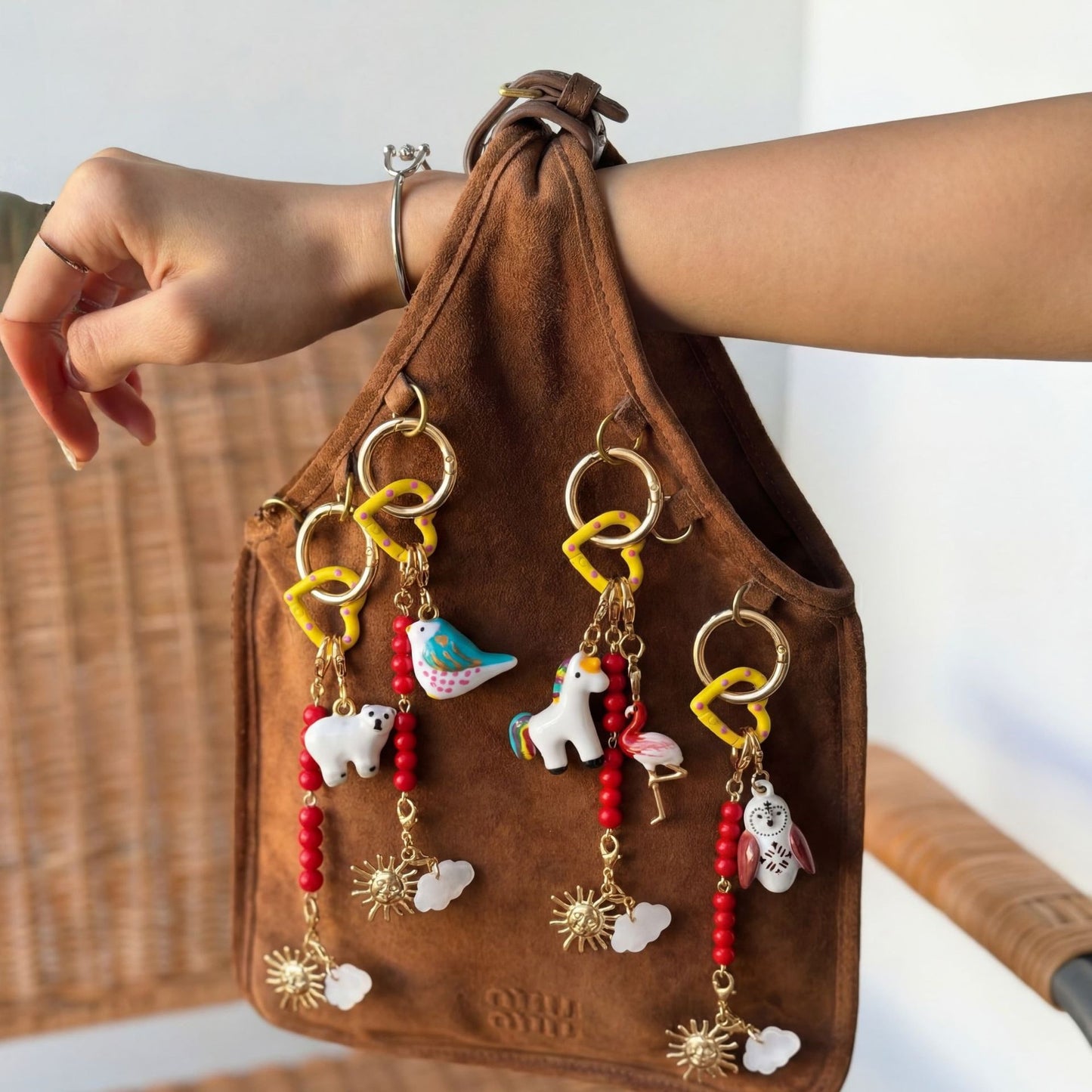 Minimalist Striped Animal Alloy DIY Charm Bar for Women Bag Keychain