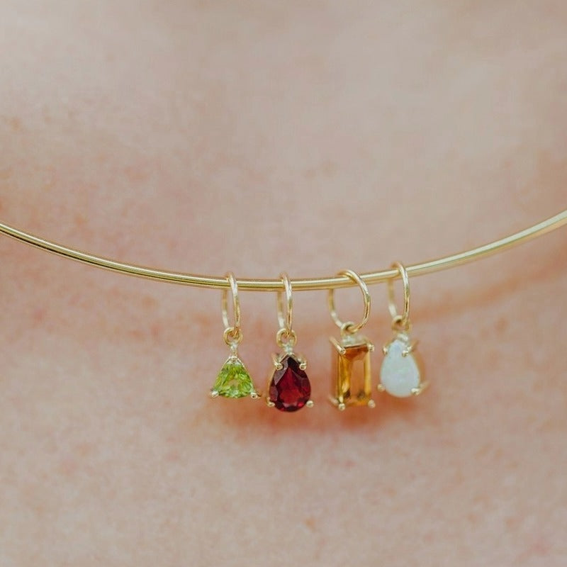 Vintage Geometric Stainless Steel PVD Gold Plated Birthstone Charm Bar