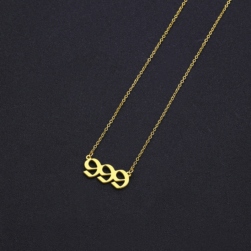 Collana con Ciondolo Numerico Geometrico in Acciaio Inossidabile Minimalista da Donna con Finitura Placcata e Catena a O