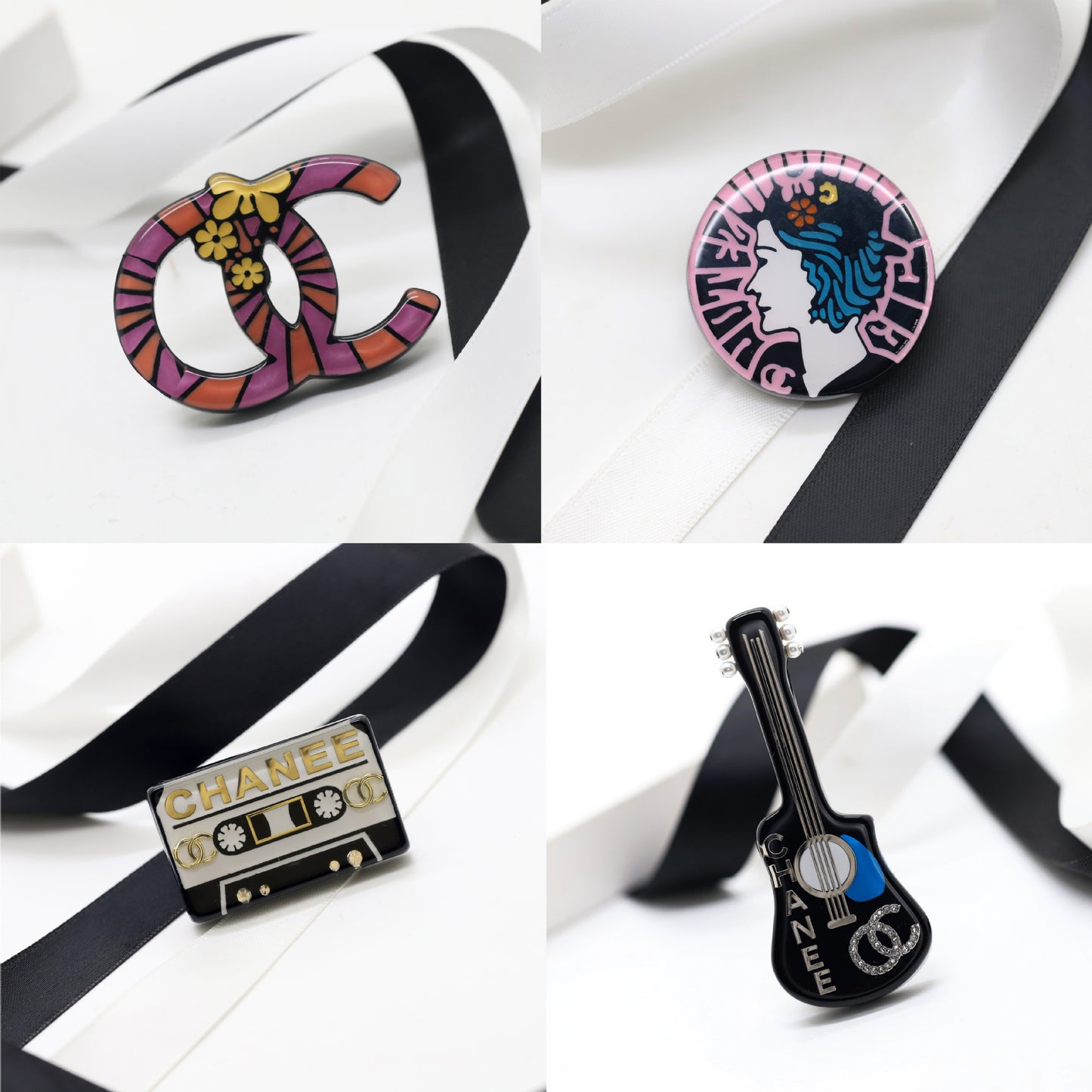 Exclusivo broche de letras acrílico de doble capa con incrustaciones de pedrería y acabado chapado para mujer