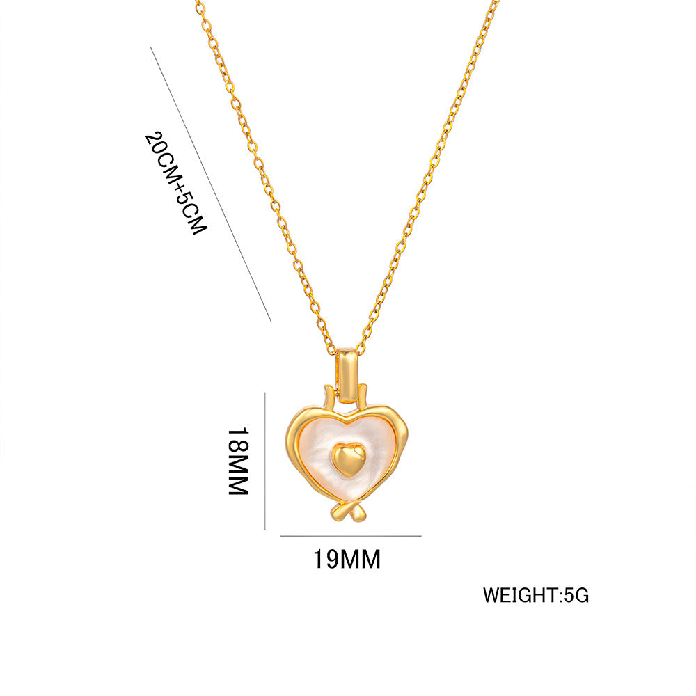 Minimalist Heart-Shaped Titanium Steel Pendant Necklace with Plated Finish Snake Chain for Women