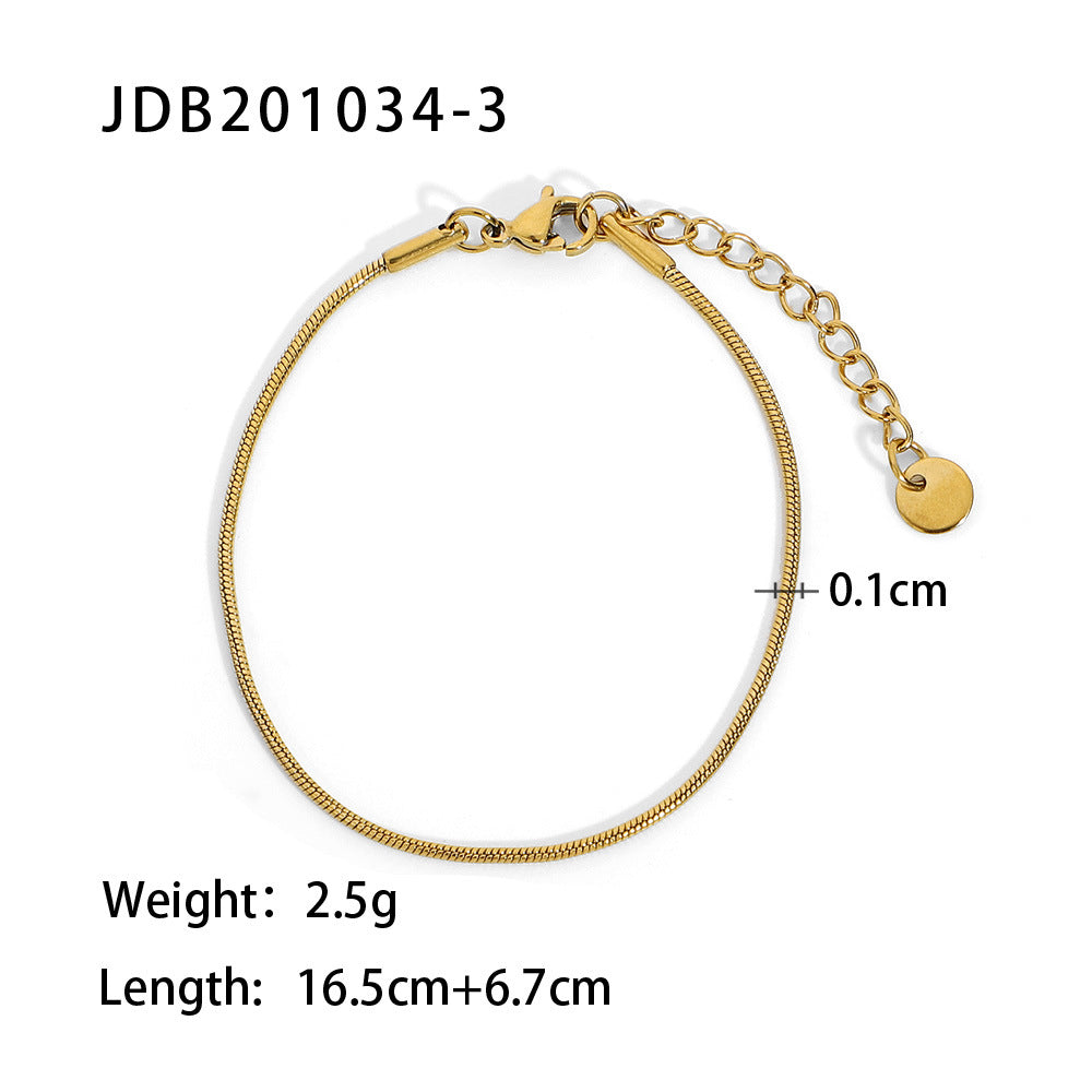Vintage Geometric Plated Stainless Steel Cuban Link Chain Bracelet for Women