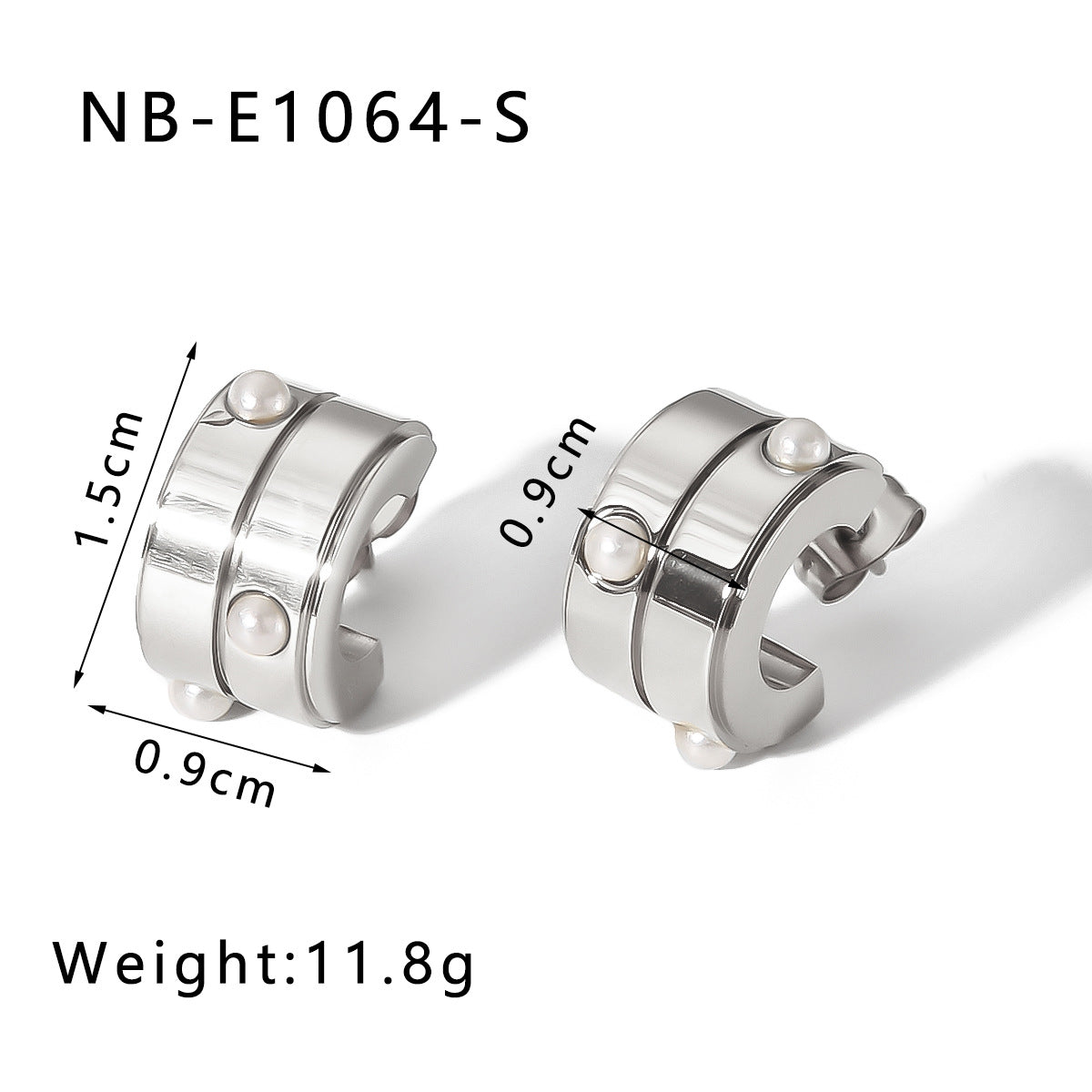 Orecchini ipoallergenici in acciaio inossidabile placcato oro 18 carati a forma di cuore con intarsio di perle a stella a otto punte geometrica a forma di C minimalista