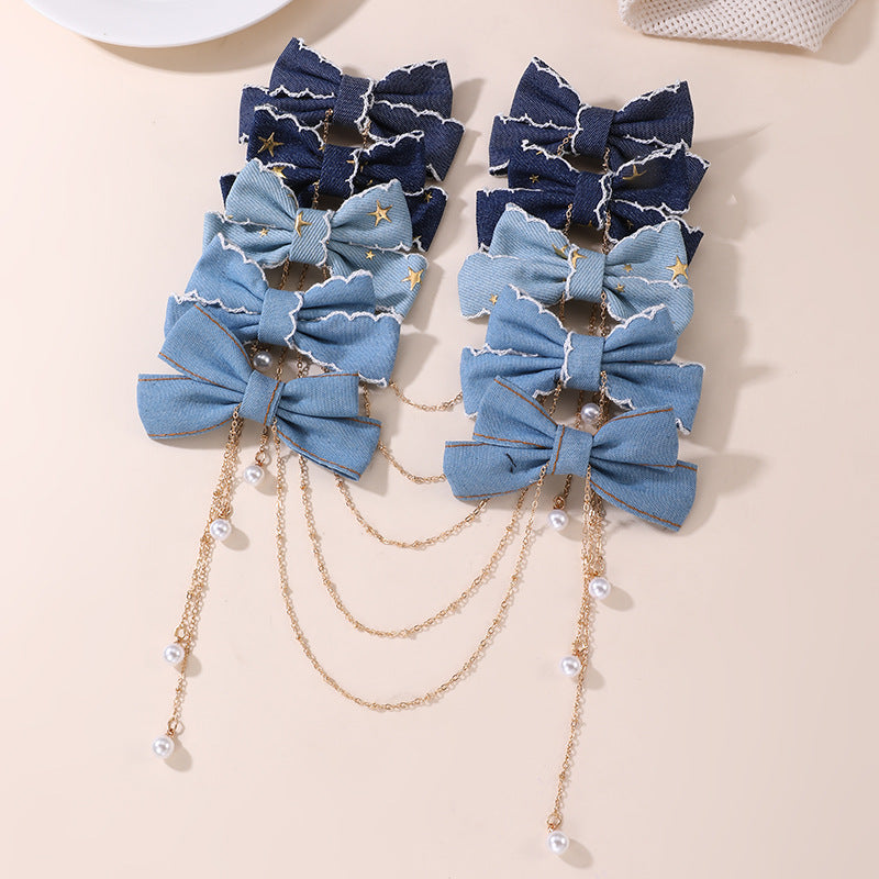Pinza para el pelo retro coreana con lazo para niñas, horquilla de resina plástica, accesorio para el pelo de estilo natural