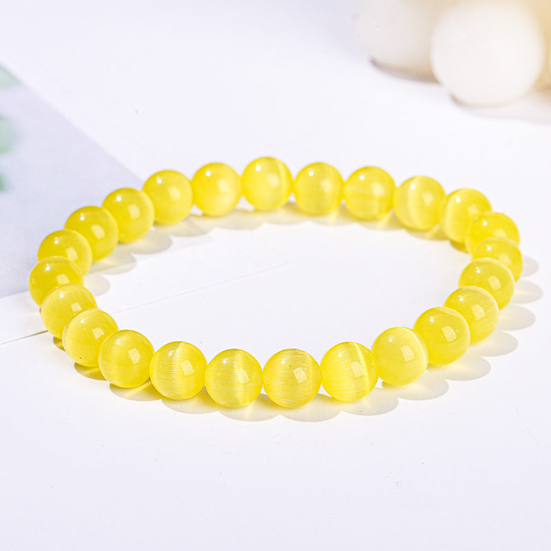Elegant Round Cat's Eye Stone Beaded Bracelet for Women