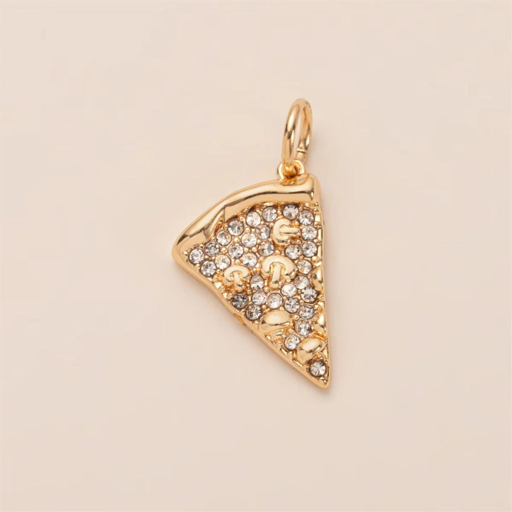 Minimalist Luxury Gold Plated Brass Geometric Plant Pendant with Cubic Zirconia for Unisex