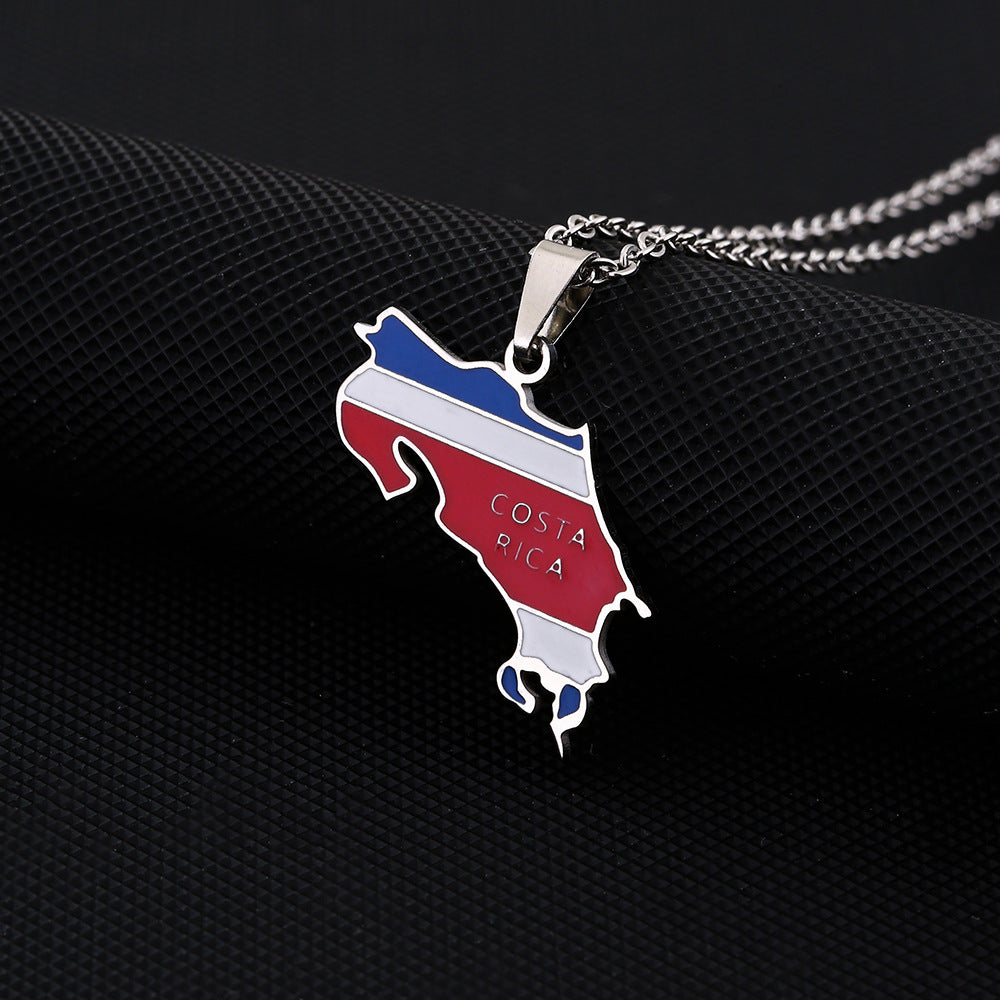 Collana con Pendente Geometrico Personalizzato in Acciaio Inossidabile Smaltato con Catenina a O per Unisex